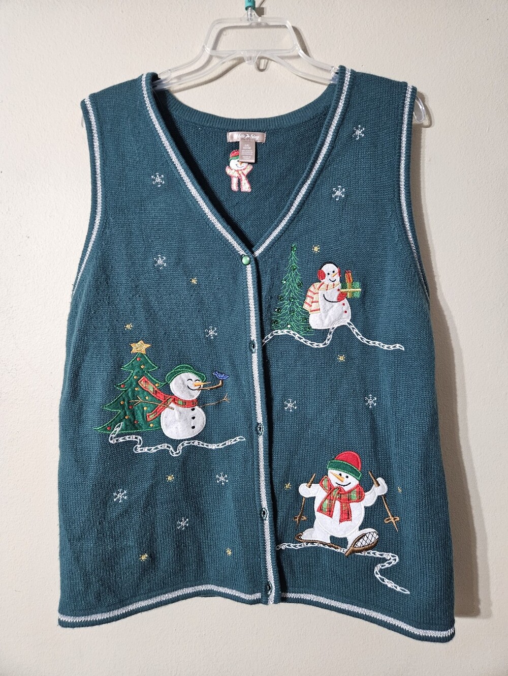 VTG White Stag Christmas Snowman Vest Large